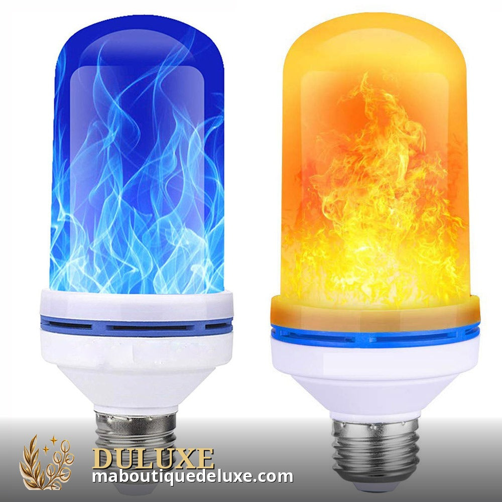 Ampoules flamme LED DULUXE – effet feu vacillant, modes flamme bleue et orangée