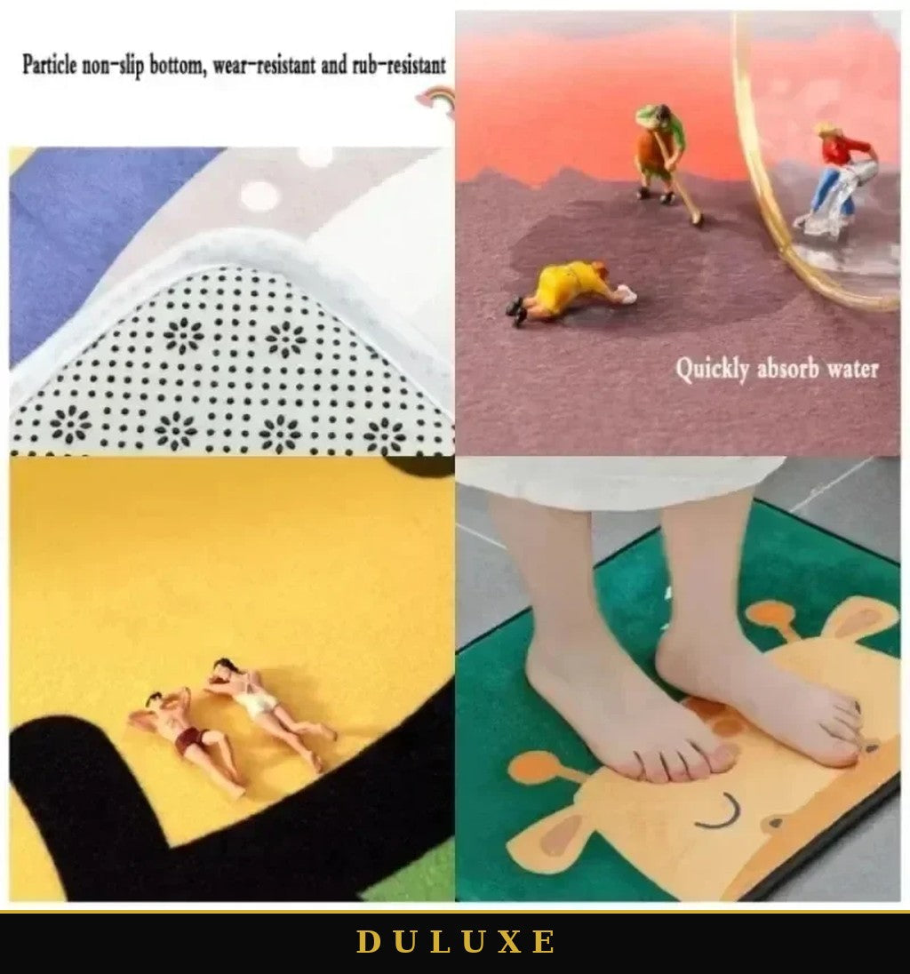 Structure absorbante du tapis de Noël DULUXE : surface douce, dessous antidérapant à picots